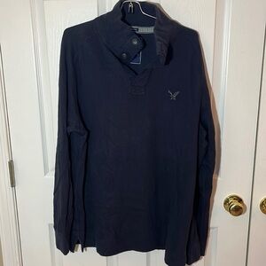 Men’s Sz XLT American Eagle Athletic fit navy blue button up sweater